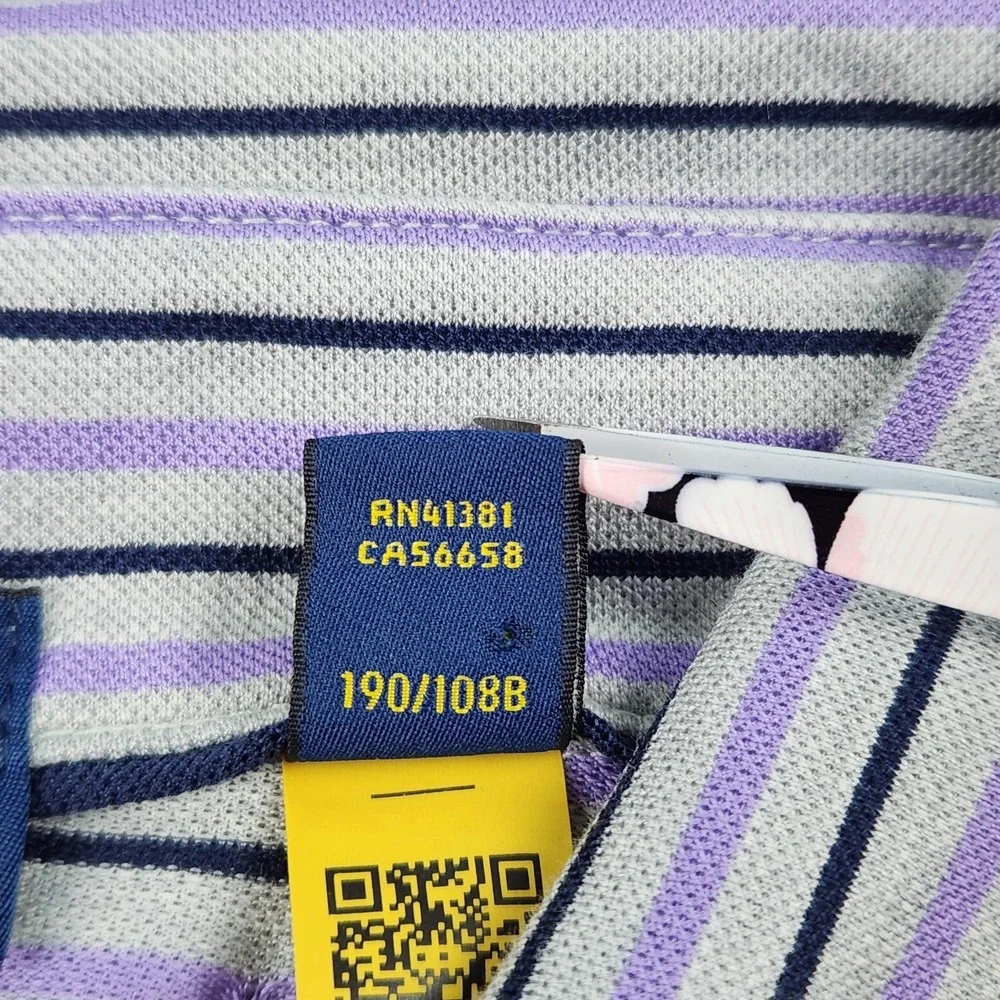 Ralph Lauren Polo Mens 2XL Purple Gray Striped Pro Fit Performance Wicking NEW